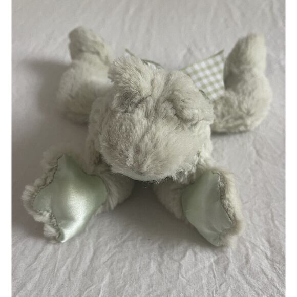 Bearington Baby Collection RIBBIT Plush Mint Green FROG Rattle Lovey Toy,Gingham - Picture 1 of 10